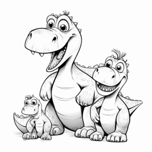 Dinosaur Family Coloring Pages: Parent and Baby Dinosaurs 2