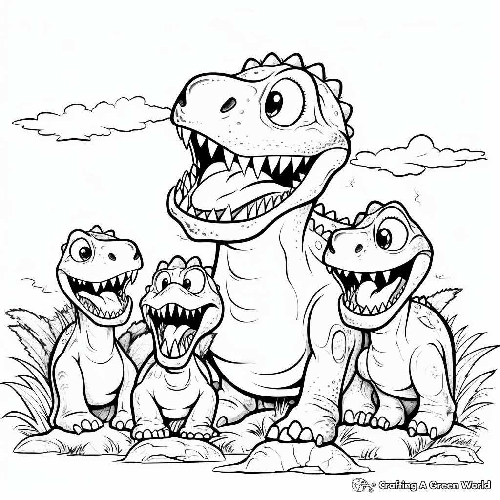 Dinosaur Family: Herbivores and Carnivores Coloring Pages 2