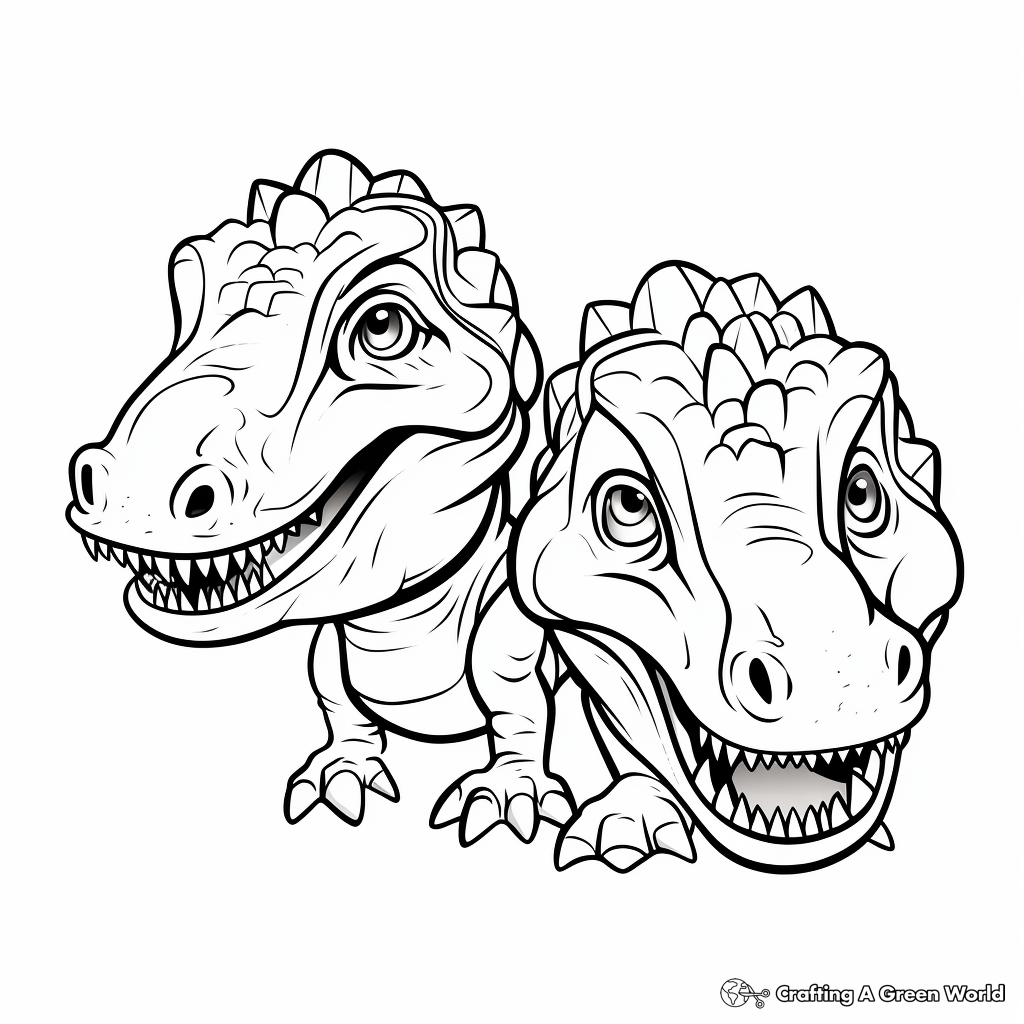 Dinosaur Heads: Prehistoric Coloring Pages for Kids 1
