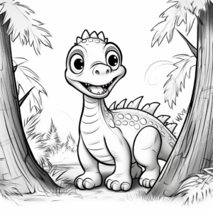 Dinosaur in a Forest Coloring Pages 1