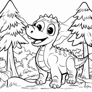 Dinosaur in a Forest Coloring Pages 3