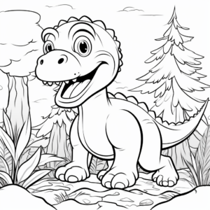Dinosaur in a Forest Coloring Pages 4