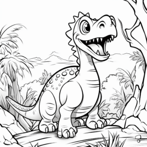 Dinosaur in the Prehistoric Scenery Coloring Pages 2