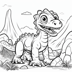 Dinosaur in the Prehistoric Scenery Coloring Pages 3