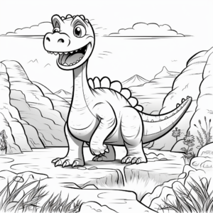 Dinosaur in the Prehistoric Scenery Coloring Pages 4