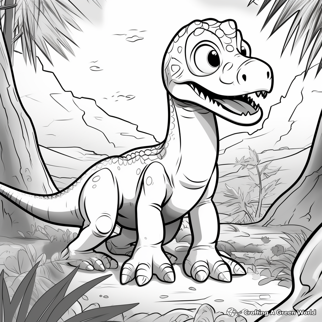 Dinosaur in their Habitat: Jurassic-Scene Coloring Pages 2