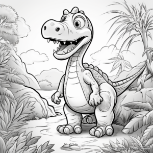 Dinosaur in their Habitat: Jurassic-Scene Coloring Pages 3