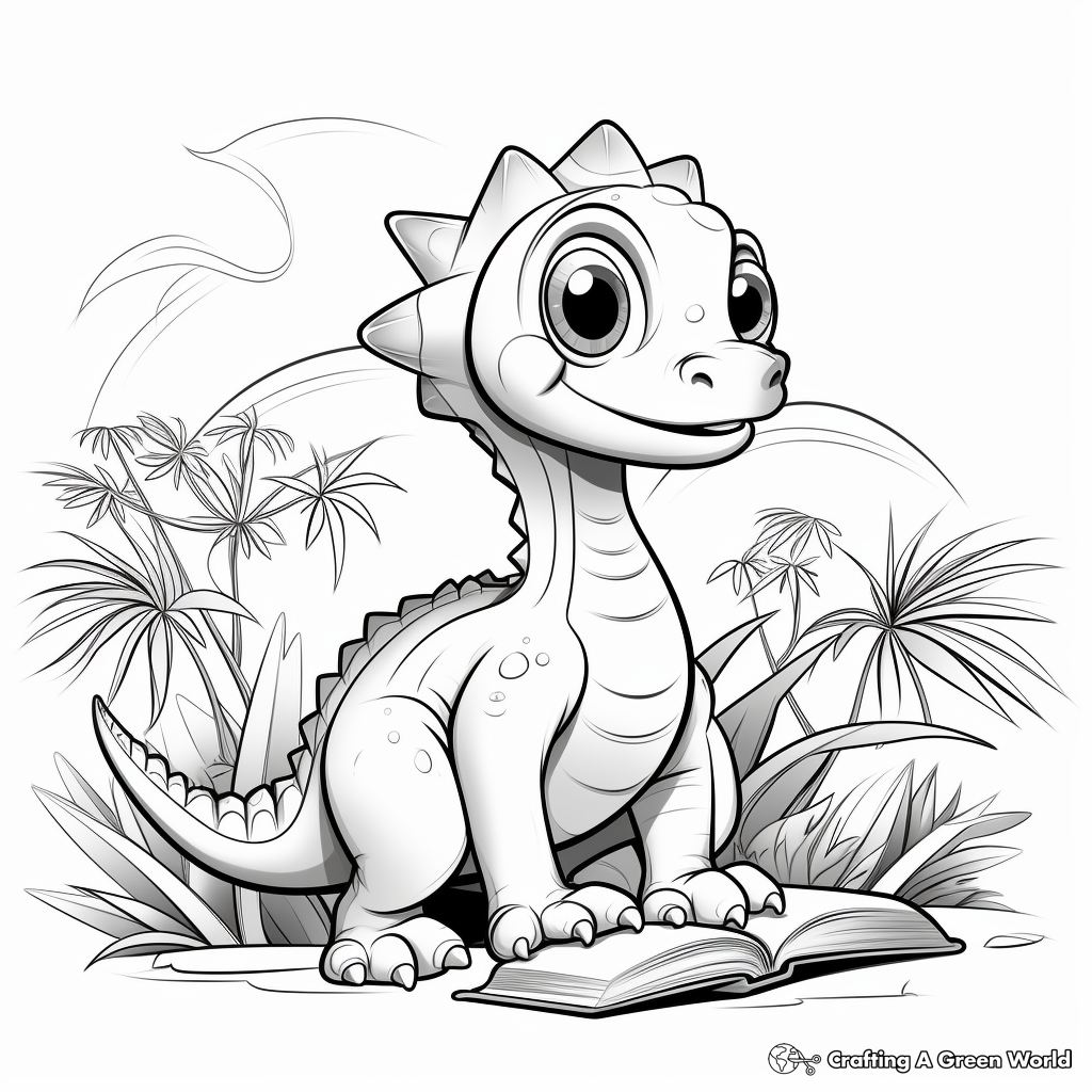 Dinosaur in their Habitat: Jurassic-Scene Coloring Pages 4