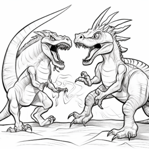 Dinosaur Showdown: Stygimoloch vs. Compsognathus Coloring Pages 1