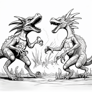 Dinosaur Showdown: Stygimoloch vs. Compsognathus Coloring Pages 2