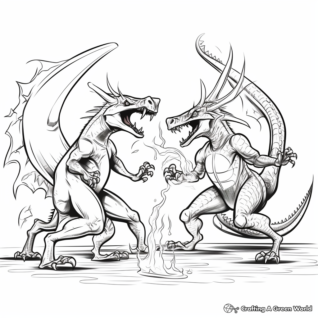 Dinosaur Showdown: Stygimoloch vs. Compsognathus Coloring Pages 4
