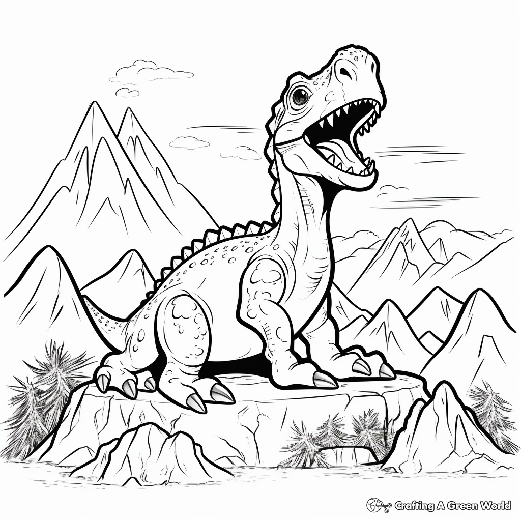 Dinosaur Volcano Survival Coloring Pages for Teens 1