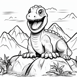 Dinosaur Volcano Survival Coloring Pages for Teens 2