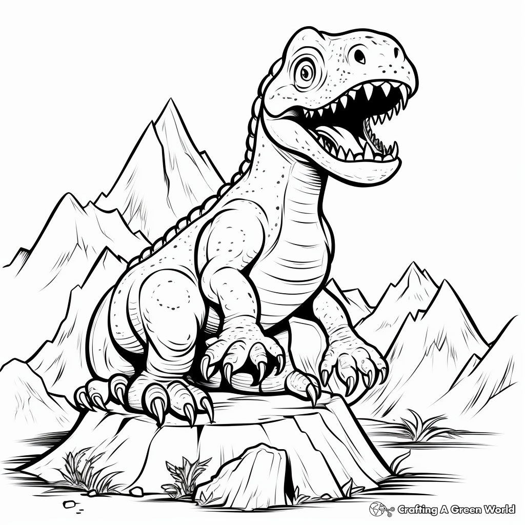 Dinosaur Volcano Survival Coloring Pages for Teens 4