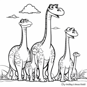 Diplodocus Family: Mom, Dad, and Baby Coloring Pages 4