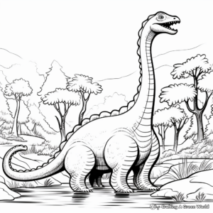 Diplodocus in Natural Habitat Coloring Sheets 1