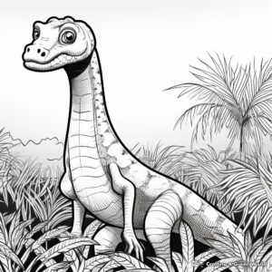 Diplodocus in the Jungle Coloring Pages 2