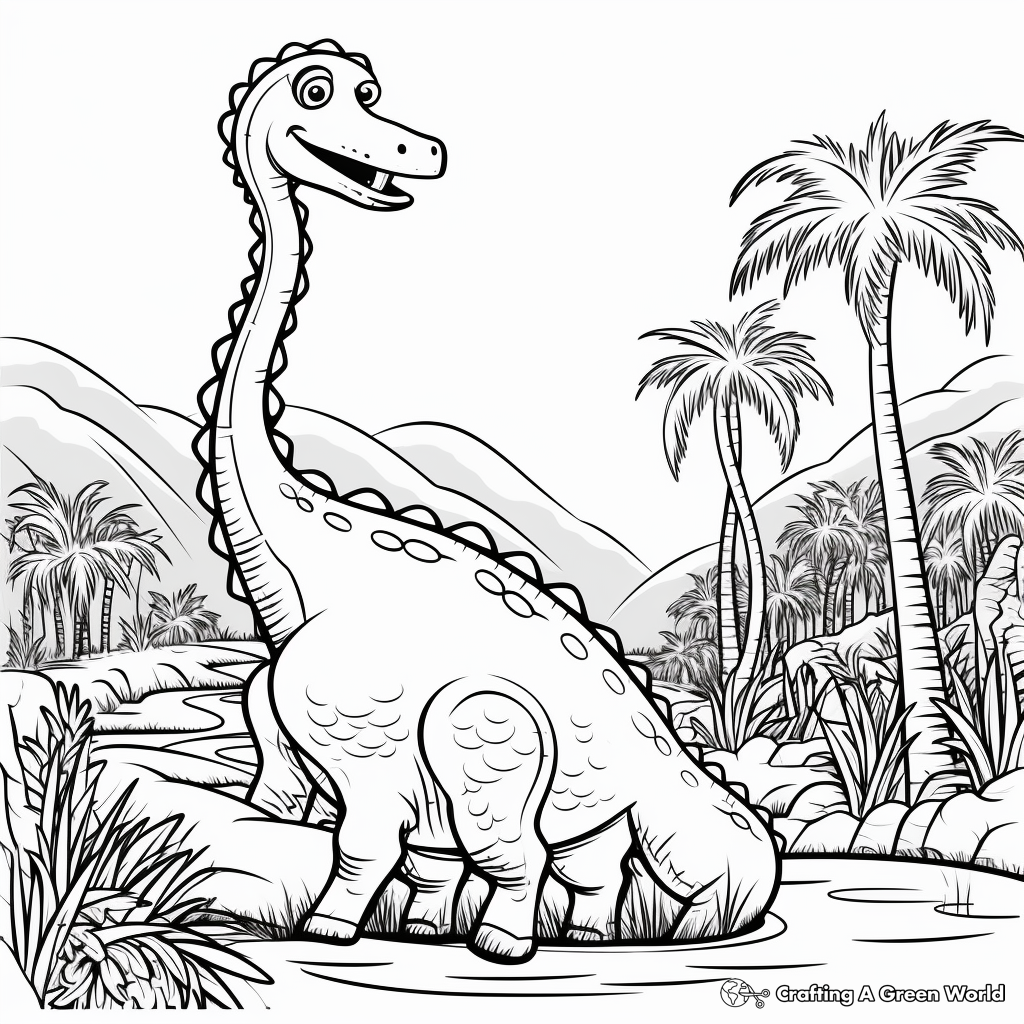 Diplodocus in the Jungle Coloring Pages 3