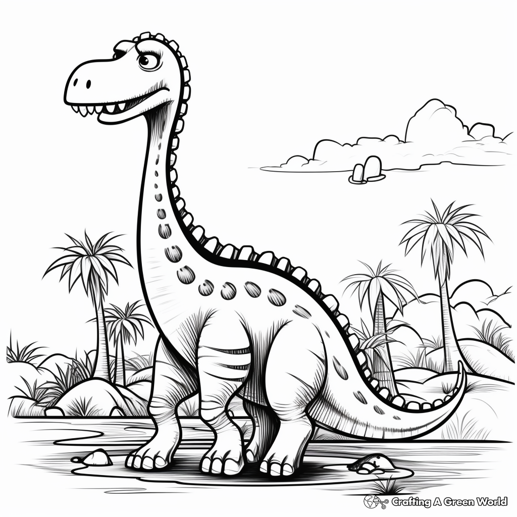 Diplodocus in the Jungle Coloring Pages 4