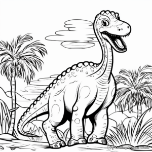 Diplodocus with Cretaceous Plant Life Coloring Pages 2