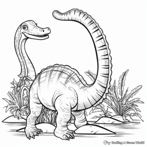 Diplodocus with Cretaceous Plant Life Coloring Pages 3