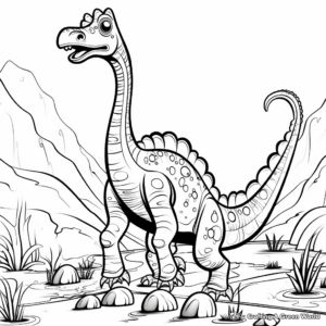 Diplodocus with Dinosaur Footprints Coloring Pages 2