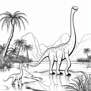 Diplodocus with Dinosaur Footprints Coloring Pages 3