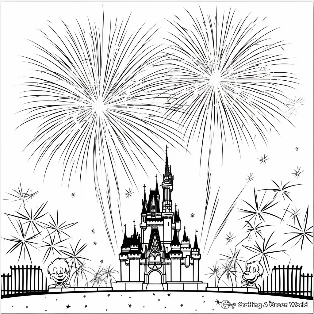 Disney Fireworks Display Coloring Pages 1