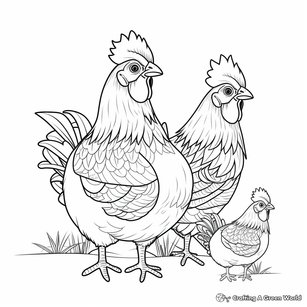Diverse Breed Chicken Coloring Pages 3
