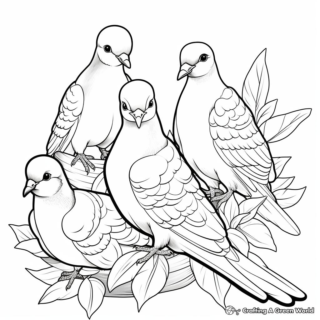 Diversity-Focused: Various Types of Doves Coloring Pages 3