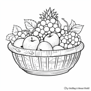 DIY Printable Fruit Basket Coloring Sheets 1