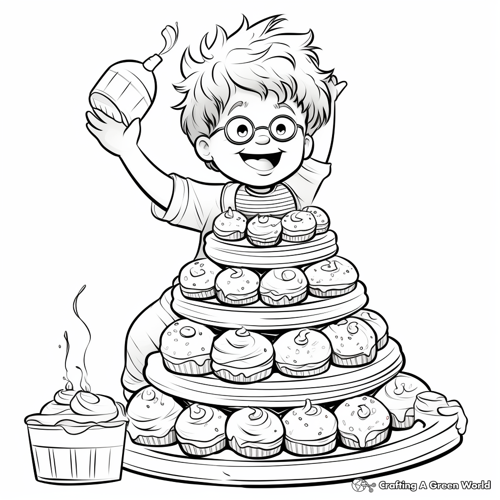 Donut Tower Coloring Pages for Kids 3