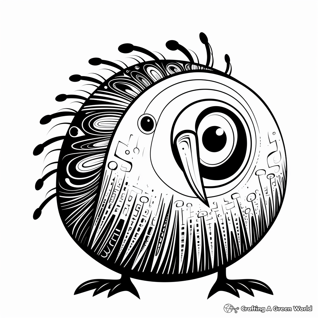 Doodles And Patterns Kiwi Bird Coloring Pages 4