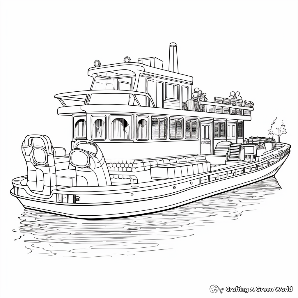 Double-Decker Pontoon Boat Coloring Pages 1