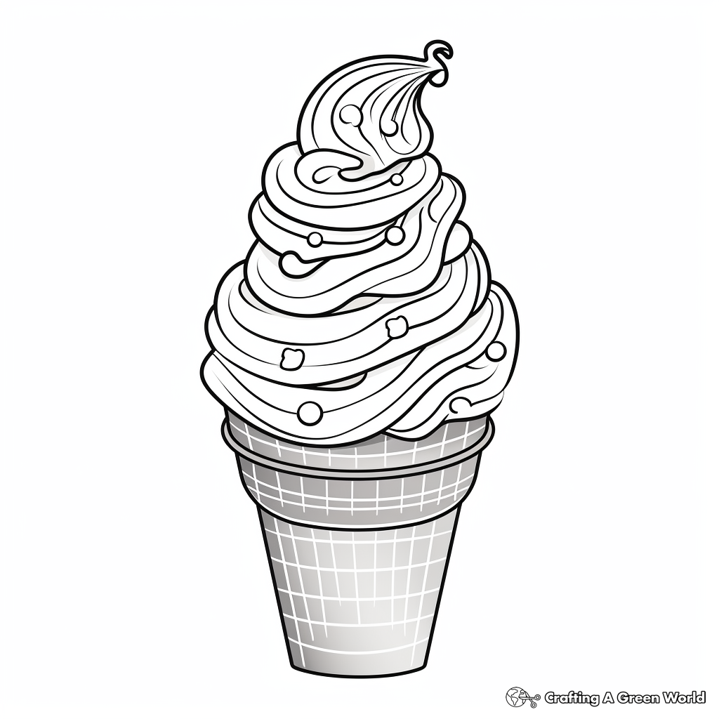 Double Scoop Ice Cream Cone Coloring Pages 1
