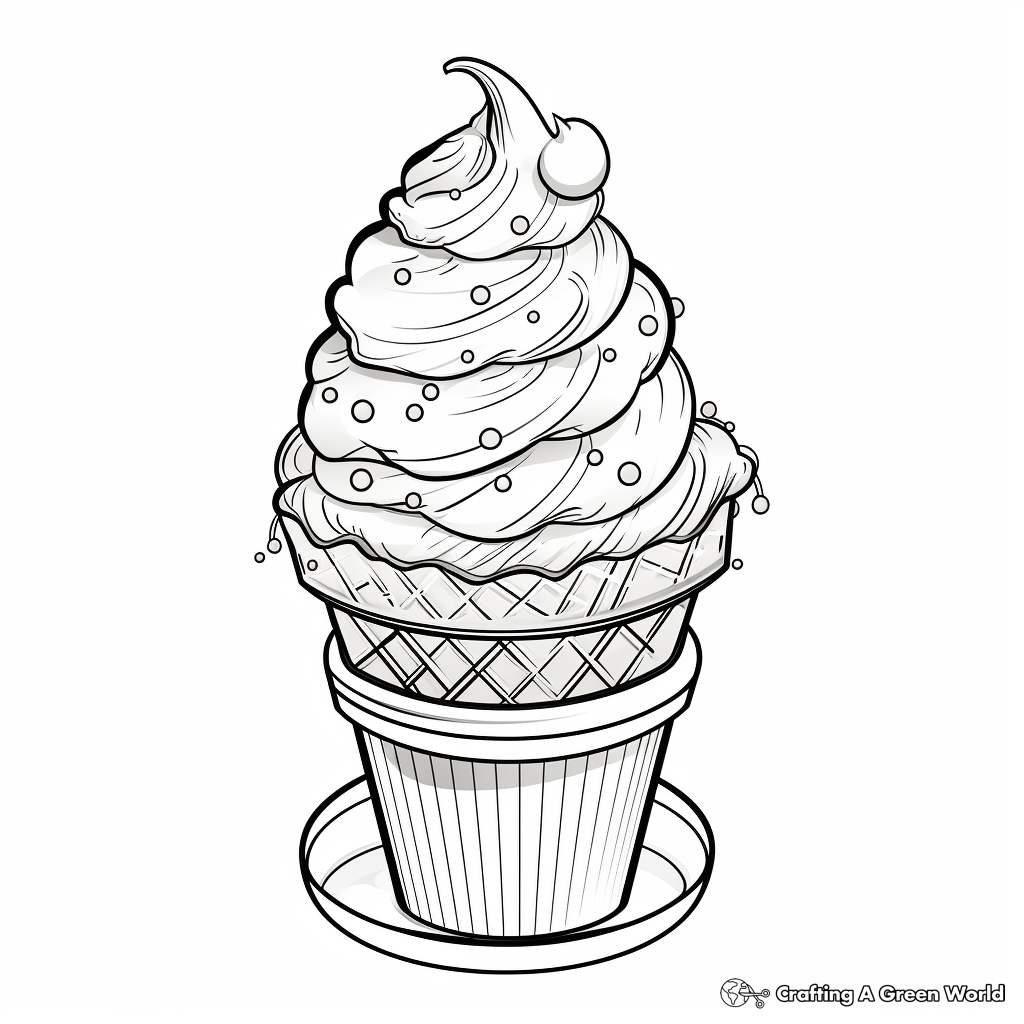 Double Scoop Ice Cream Cone Coloring Pages 3