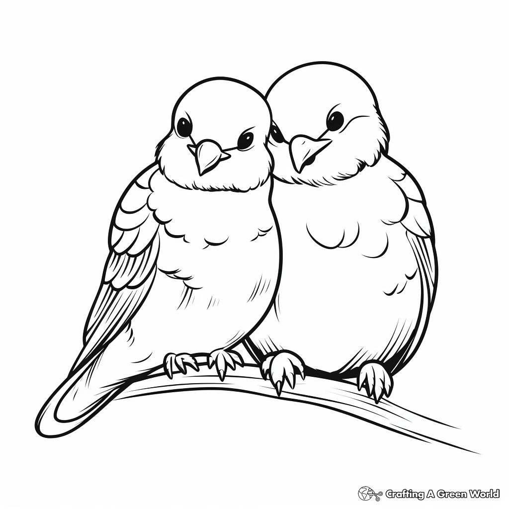 Dove Couple In Love Coloring Pages: Male, Female Doves 1