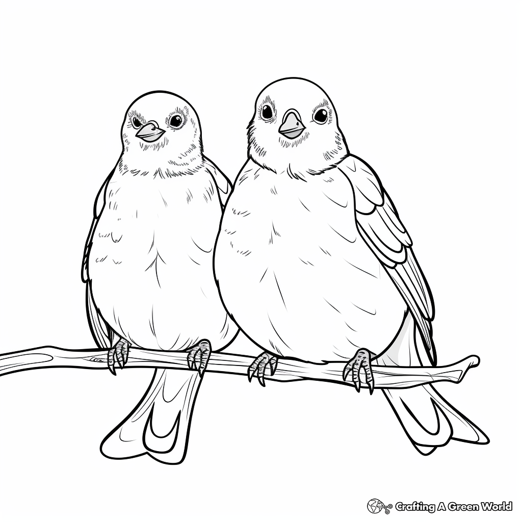 Dove Couple In Love Coloring Pages: Male, Female Doves 2