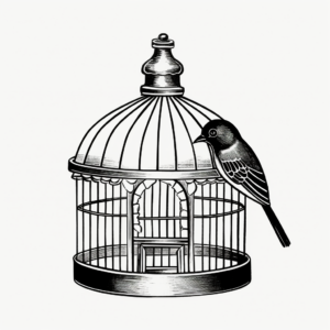 Dove in Vintage Bird Cage Coloring Pages 2