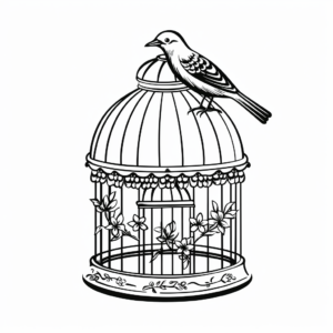 Dove in Vintage Bird Cage Coloring Pages 3