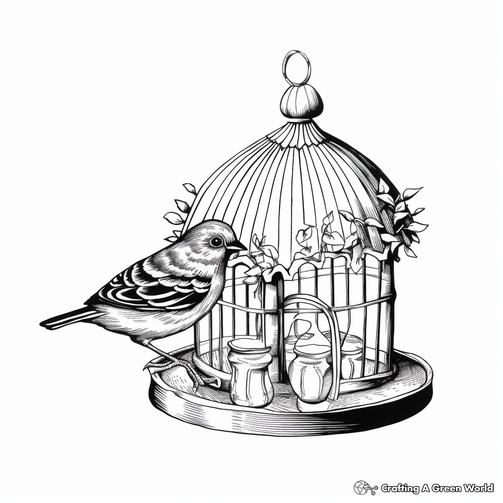 Dove in Vintage Bird Cage Coloring Pages 4