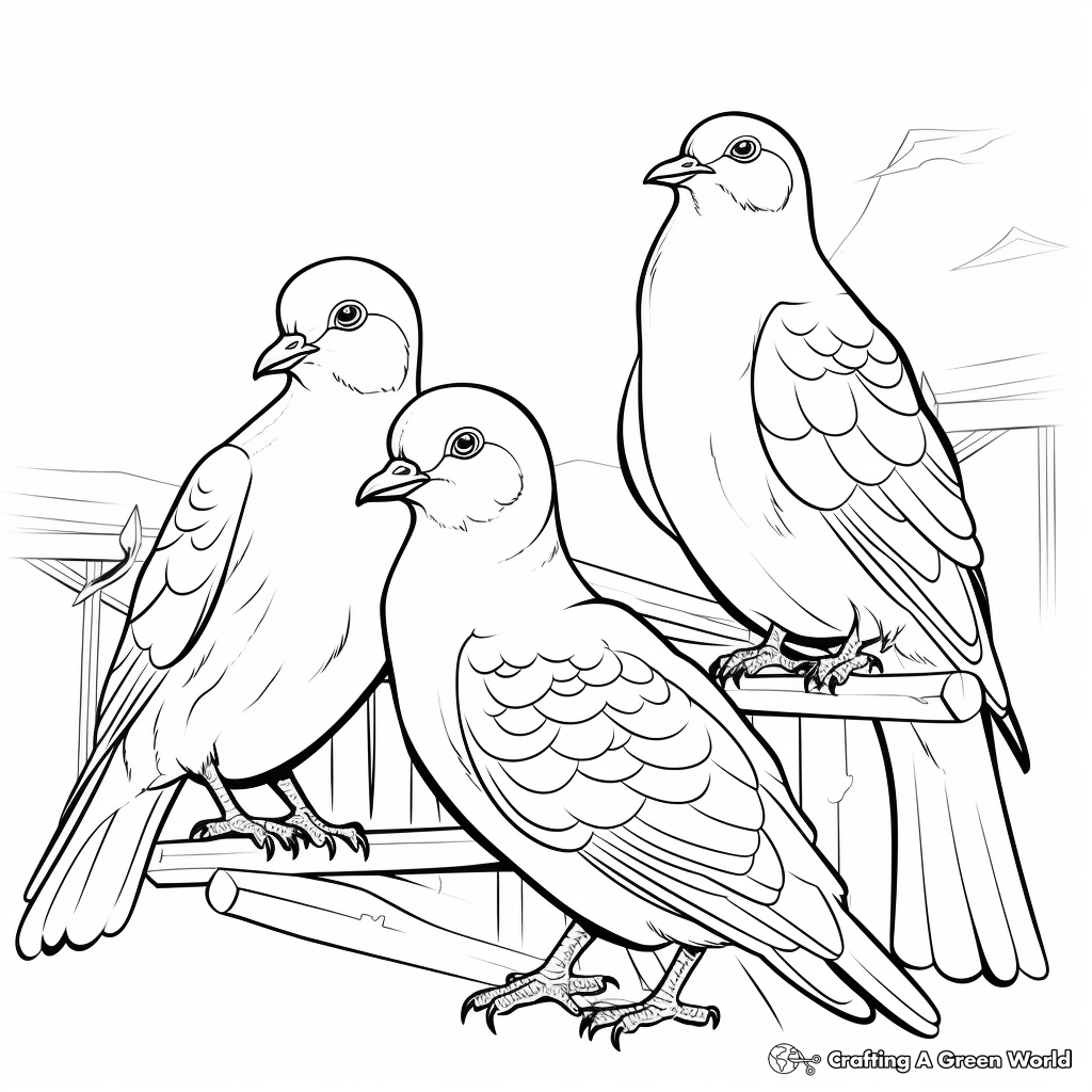 Doves in Different Cultural Backgrounds Coloring Pages 1