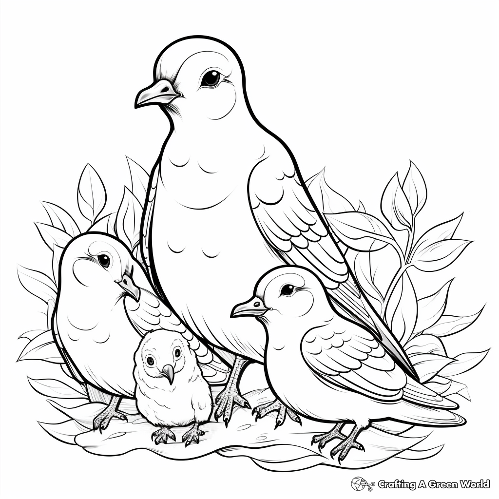 Doves in Different Cultural Backgrounds Coloring Pages 2
