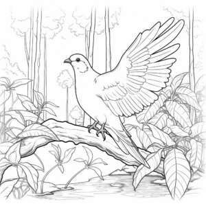 Doves in Nature: Forest-Scene Coloring Pages 1