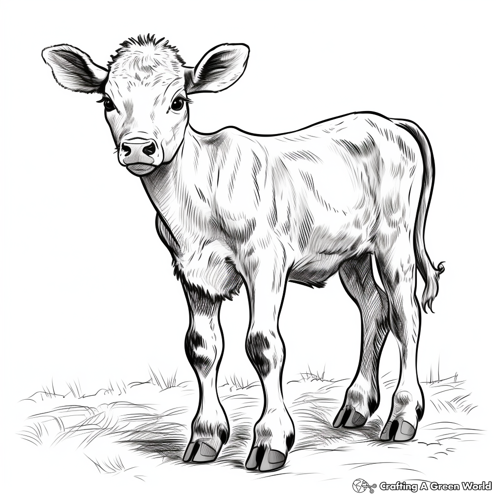 Down-On-The-Farm Baby Calf Coloring Pages 1