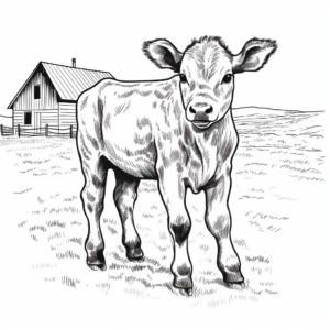 Down-On-The-Farm Baby Calf Coloring Pages 2