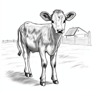 Down-On-The-Farm Baby Calf Coloring Pages 3
