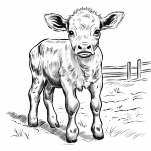 Down-On-The-Farm Baby Calf Coloring Pages 4
