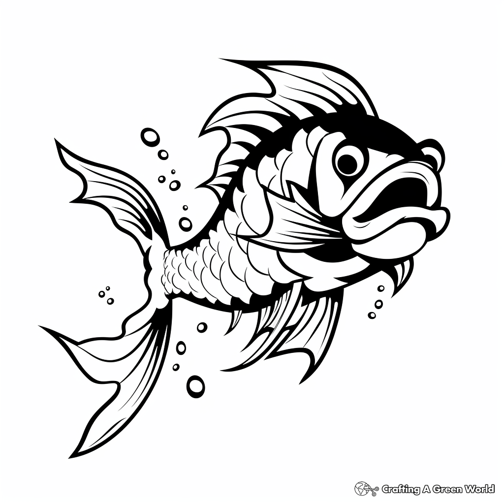 Dragon Fish Silhouette Coloring Sheets 1