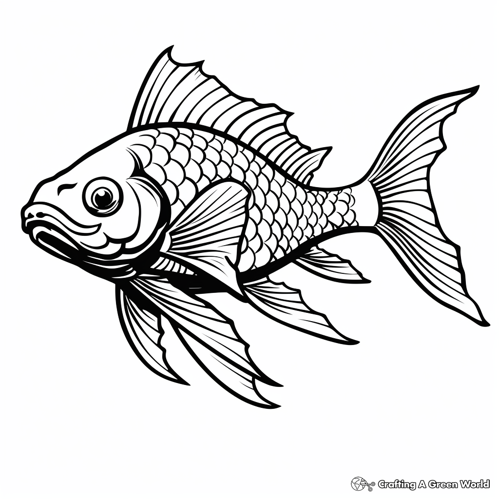 Dragon Fish Silhouette Coloring Sheets 2